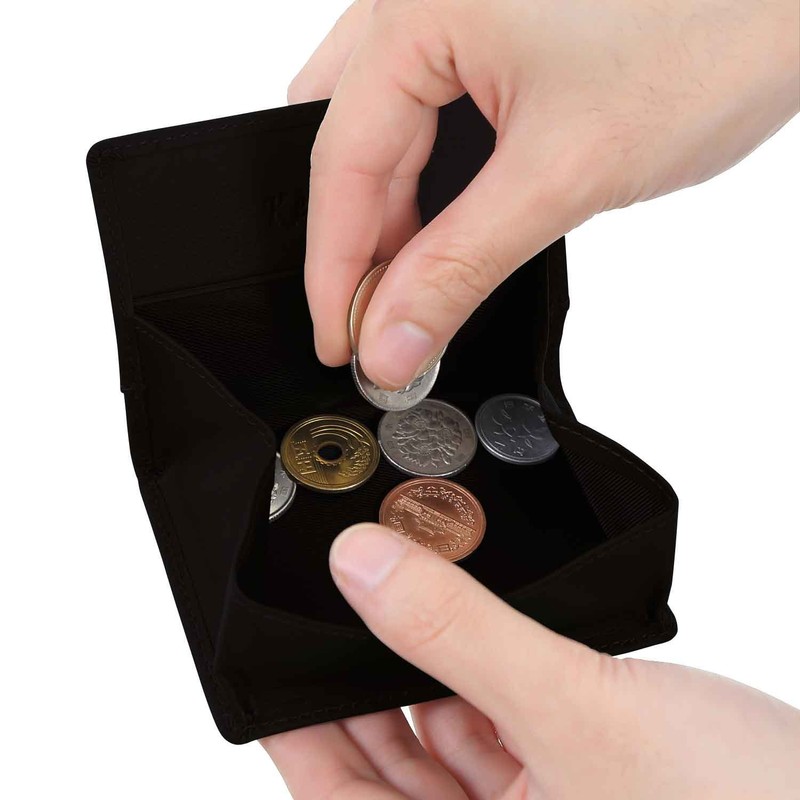 kerria.j (Yamabuki) Genuine Leather Wallet, Box-Shaped, Coin Case for Men,