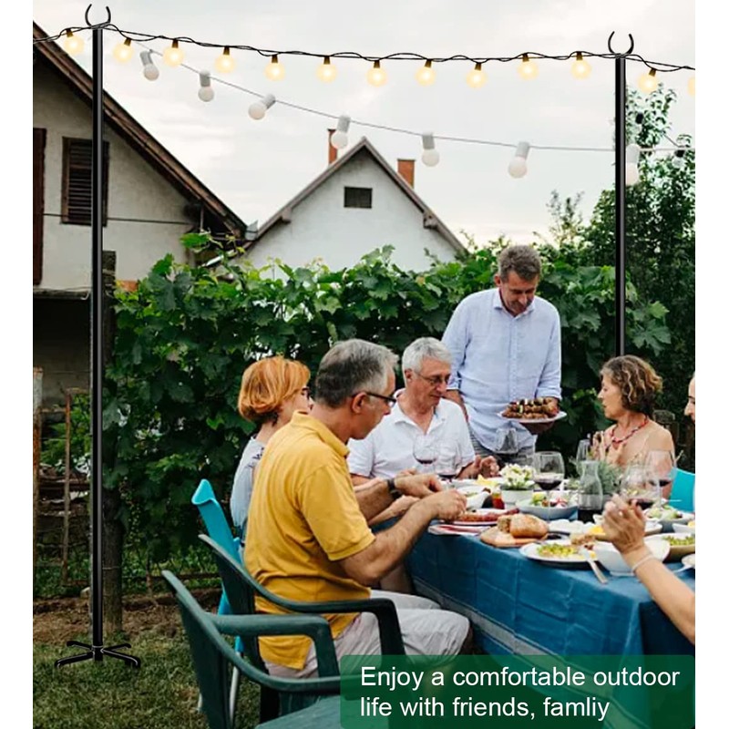 Tigerden 10ft String Light Pole for Soft Surfaces, Light Pole