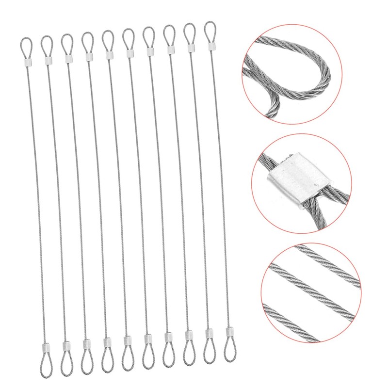 NOLITOY 20pcs Stainless Steel Safety Cable with Loops Antidrop Design