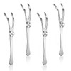 4 Pcs Stainless Steel Dental Floss Holder Reusable Flosser, Silver