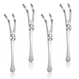 4 Pcs Stainless Steel Dental Floss Holder Reusable Flosser, Silver