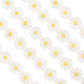 Berolle 5 Yards 2.5 cm Width Yellow Daisy Lace Trim Ribbon Flower Lace Edge Trim Ribbon Daisy Applique Sewing Dressmaking Edging Trimmings for DIY Crafts Party Decor Clothes Embroidery