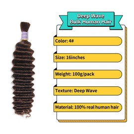 16 Inch Human Hair For Braiding Hair Bulk Braid Extensions Deep Wave Boho Human Braiding Hair No Weft Micro Braiding Human Hair 100g