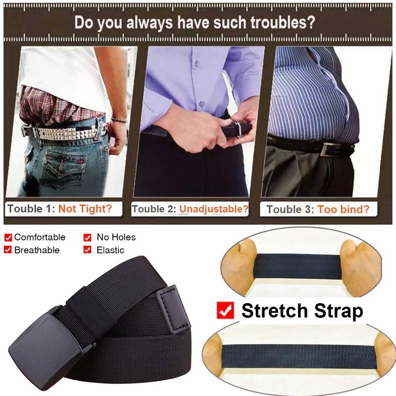 HOANAN 2-Pack Elastic Stretch Belt, Men’s All Size No Metal