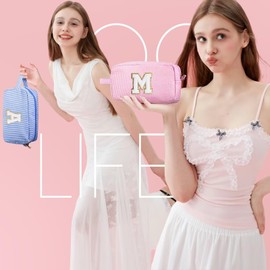 YOOLIFE Birthday Gifts for 6 7 8 9 10 11 12 13 14 15 Year Old Girl, Daughter Gifts, Teen Girl Gifts Trendy Stuff, Initial Makeup Bag, Pink S