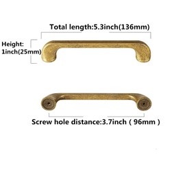 SYZOW Antique Cabinet Handles 96 mm, Pack of 6 Vintage Furniture Handles, Antique Brass Door Handles, for Kitchen Handles, Wardrobe Handles, Door Handles, Drawer Handles