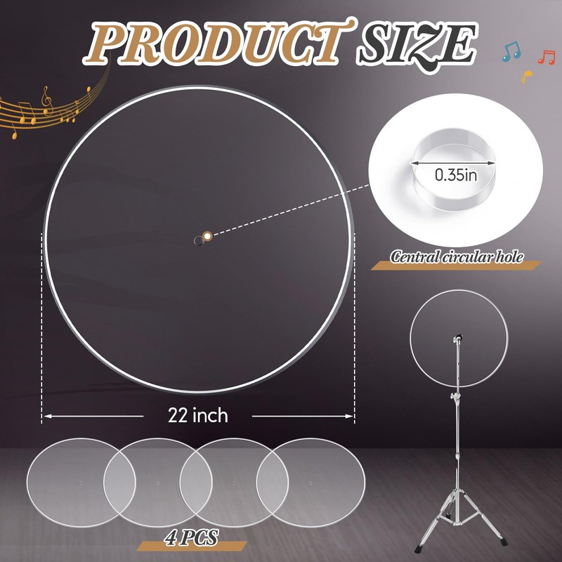 LEIFIDE 4 Pcs 22 Inch Portable Drum Shields Drum Noise