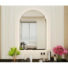 Arched Bathroom Mirror, 36X48 inch Arched Frameless Mirror, Arch Wall Mirror，Frameless Mirrors for Bathroom,Beveled Bathroom Mirror.