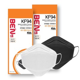 Ben KF94 (4-Layer) Large Masks, 100 Count (5-Pack x 20) - Lint-Free, Ear-Comfortable Kwangsoo's Thought KF94 Mask 100 Count / White