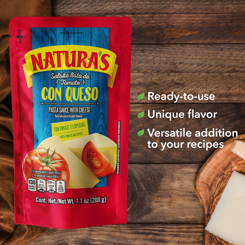 Natura's Cheese Pasta Sauce, 7.1oz. Pouch (Pack of 3)