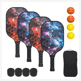 Furnhome Pickleball Paddles Set of 4, USAPA Approved Fiberglass Pickleball Paddles, Lightweight Pickle Ball Racket Set with 4 Pickle Balls, Grip Tapes, Bag, Ideal Pickleball Gifts for Men, Women