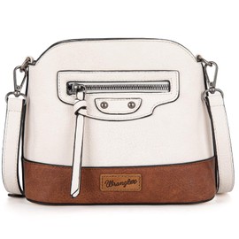 Wrangler Crossbody Bag for Women Color-Block Leather Cross Body Purses with Adjustable Strap WG145-211BG-BR