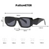 Rectangle Sunglasses for Women Retro Square Sunglasses UV400 Protection (Black+White)