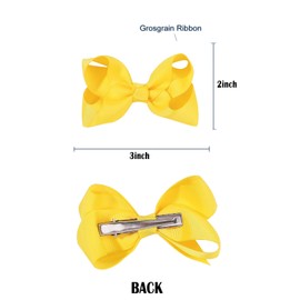 2 PCS 3inchs Hair Bows for Girls Grosgrain Ribbon Hair Bow Alligator Clips Hair Accessories for Baby Girls Toddlers(Yellow)