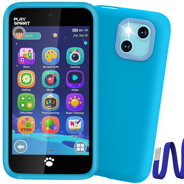 MOMILLA Kids Toys Smart Phone, Dual Camera with Stickers, 3.97"