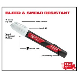 Milwaukee Paint Marker Medium INKZALL White Permanent Jobsite Liquid Art Lettering Markers