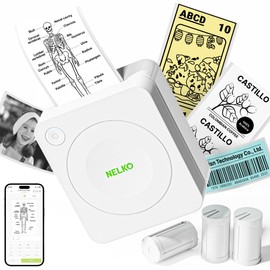 Nelko Sticker Printer, PM230 Print Pod Mini Bluetooth Portabel Sticker Maker with 3 Rolls Paper, Print Pods Mini Printer with Multiple Templates for Phone & Tablet，for School Office Home, White