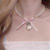 Stocking Stuffers Gifts for Women Bow Necklace Pearl Choker Necklace