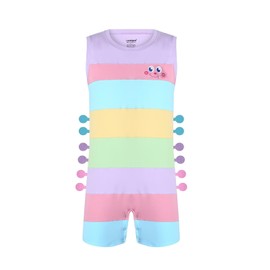 Landofgenie Mens Cotton Onesie Sleeveless Bodysuit Romper Pajamas Colorful Striped Tank Top Funny Cosplay XL