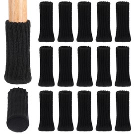 Tyqour Pack of 16 Knitted Chair Socks, Felt Chair Leg Caps with Felt Gliders, Non-Slip Chair Leg Socks, Protective Caps for Chair Legs for Furniture, Chair Legs, Table, Floor Protection