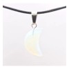 Collar Mini Dije Luna Cuarzo Ópalo Moonstone Cadena Cuero Agua