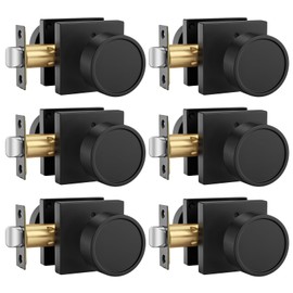 Goldenwarm Black Door Knobs, Matte Black Interior Door Knobs, Heavy Duty Zinc-Alloy Privacy Door Knob for Bedroom Bathroom (6 Pack)