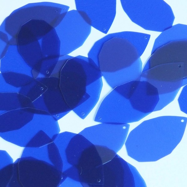 Unbranded Facet Gem Teardrop Sequin 1.25" Cobalt Blue Transparent Glossy