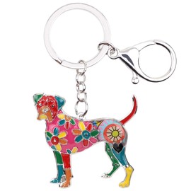 DOWAY Cute Enamel Boxer Dog Keyring Bag Charms for Women Dog Jewellery Gifts, multicoloured