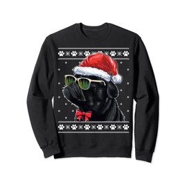 Christmas Pug Dog Mom Dad Black Pug Ugly Christmas Sweater Sweatshirt, black