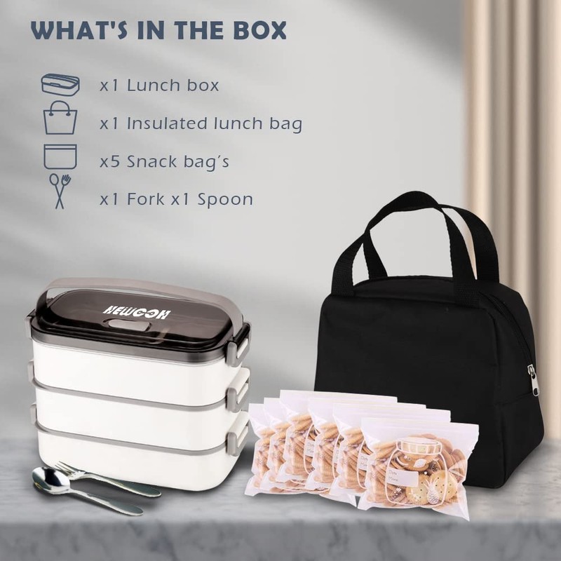 HEWOOH Large Bento Box Adult Lunch Box (74 Oz Large