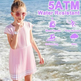 SOCICO Kids Watch Analogue, 5ATM/50M Waterproof Wrist Watch Children Girls Boys Teenagers Easy Read Kids Quartz Minimalist Watches for 8-18 Years (PurpleRainbow)