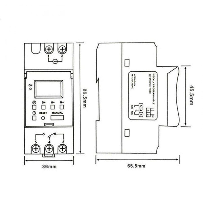 Timer Switch, Weekly THC15A 16A Digital LCD Programmable Timer DIN