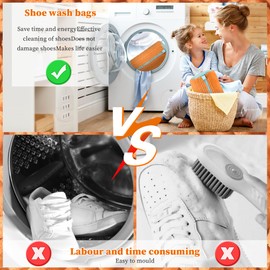 EUIOOVM Schuhwaschbeutel Waschmaschine Reißverschluss Wäschesack für Schuhe, Anti-Verformung, Leicht und Tragbar, Wiederverwendbares Wäschenetz, Laundry Shoe Bag für Sneaker (Orange 1 Stück)