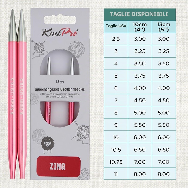KnitPro Zing Normale Ferri da Maglia circolari intercambiabili, Alluminio, Multicolore,
