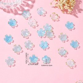 COGCHARGER 100Pcs Acrylic Flower Beads Cherry Blossom Acrylic Beads Flower Bead Caps for DIY Crafts Necklace Earrings Bracelet Jewelry Making(Cyan)