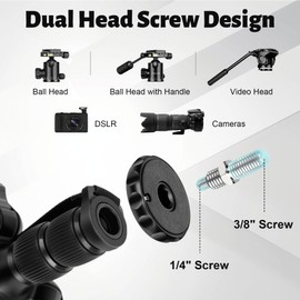 JOILCAN Tripod for Camera, 74" Camera Tripods & Monopods, Professional Aluminum Tripod for Camera Lasers Spotting Scope Binoculars, Compatible with 1/4"-20 and 3/8"-16 Video Head, Payload 35lb