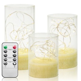 3 Pcs Flameless Candles with Remote Control, Battery Operated LED Pillar Candle with Timer, 4'' 5'' 6'' Real Wax Candles for Wedding Centerpieces Holiday Table Home Valentines Birthday Decorations