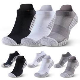 HUEGLO 3 Pairs Neuropathy Compression Socks For Women Men Neuro Ankle Trainer Running Sports Sock Non slip Plantar Fasciitis Support Socks (UK, Alpha, S, Regular, Regular, Black+Grey+White)