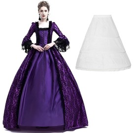 CAMDOM Victorian Dresses for Women Vintage Court Masquerade Dress Medieval Gothic Lolita Party Swing Evening Dress with Petticoat, Purple