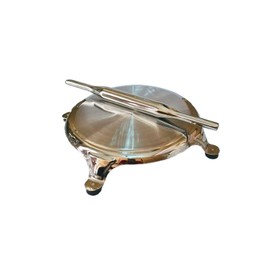 Sahishnu Online & Marketing Stainless Steel Chakla & Belan, Stainless Steel Circular Board and Rolling Pin for Kitchen, Steel Roti Chapati Board and Steel Rolling Pin