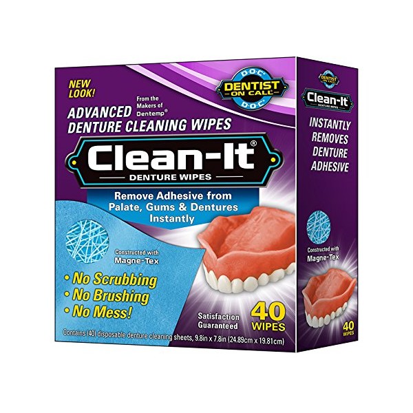 Clean-It Denture Wipes, 40-Count, (Pack of 6)