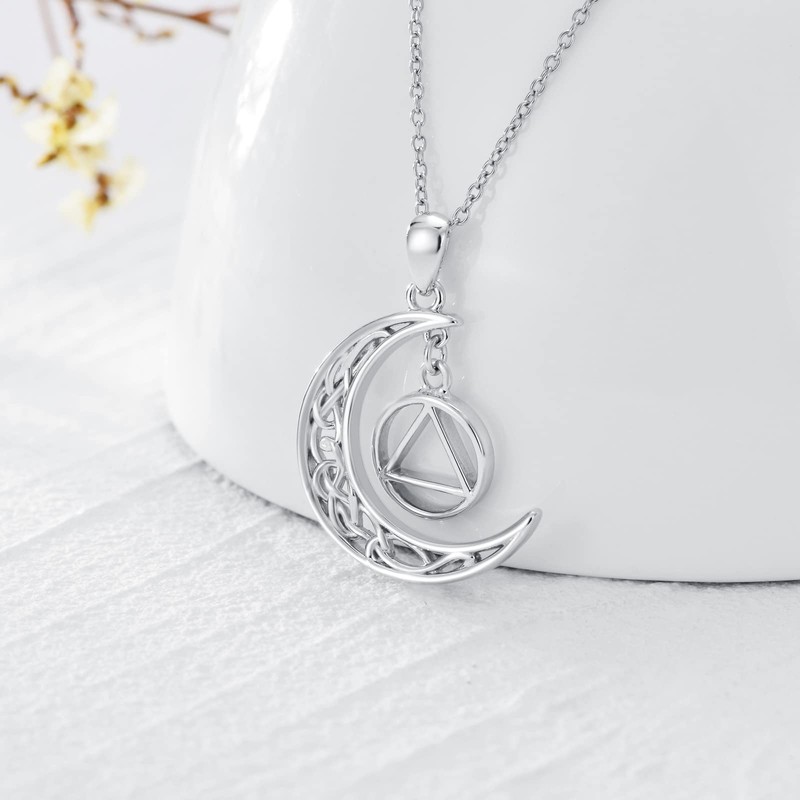 HARMONY BOLA Sobriety Gift 925 Sterling Silver Necklace with Alcoholics