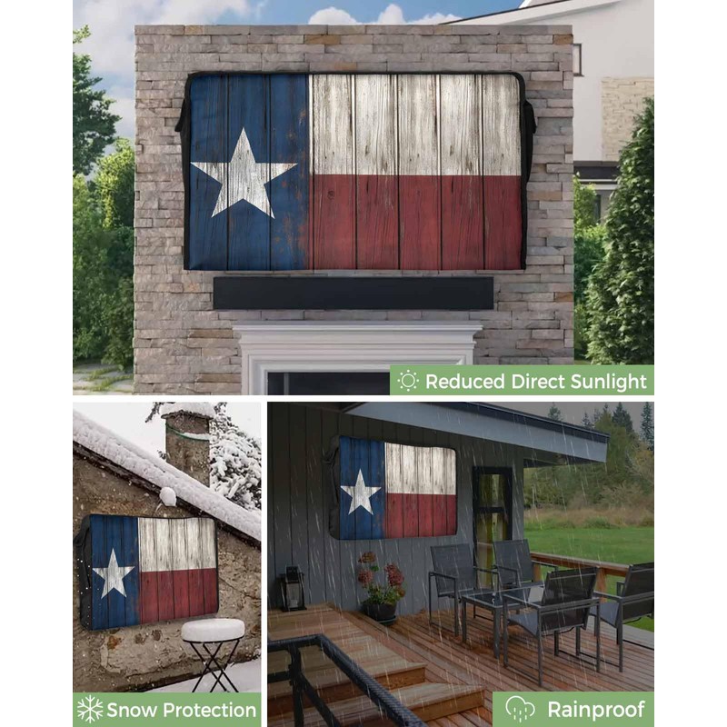 T&H XHome Outdoor TV Cover - Vintage Wood Texas Flag