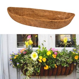 Newdvmmss 24/30 Inch Wall-mounted Liner Trough, Half Moon Shape Coir Fiber Replacement Liner,Hanging Basket Planter Inserts Wall Trough Planter for Window Box Decoration (24inch)