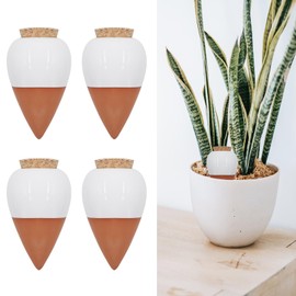 OZLMC Plant Watering Globes 4 Pack Terracotta Plant Watering Globes Slow Release Watering Pots Terra Cotta Self Watering Spikes Holds Watering System for More Than 1 Week Easy to Refill