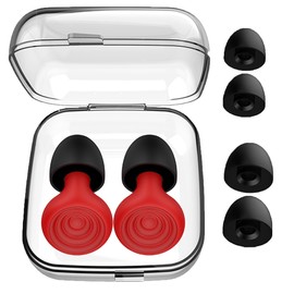 HiBOMASOON Ear Plugs for Sleeping Noise Reduction,Hearing Protection,for Concerts,Focus, Travel,Study,Motocycle,Reusable, 6 Ear Tips,Silicone earplugs RED