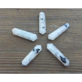 NATURAL RAINBOW MOONSTONE DOUBLE TERMINATED GEMSTONE CRYSTAL PENCIL POINT (ONE)