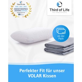 Cushion Cover 40 x 25 cm, Grey Double Pack, Perfect for Volar Travel Pillows, Cotton (Double Jersey), Non-Iron and Tumble Dryer-safe, Cushion Covers Set of 2 with Zip, Oeko-Tex Certified