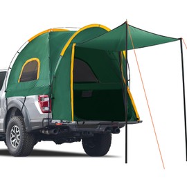 Pickup Truck Tent with Awning Shade,Waterproof PU5000mm Oxford for 5.5-6.3 FT Truck Bed for Camping Travel Outdoor Activities for Chevy Silverado 1500,Ram 1500/Dakota,F150,GMC 1500,Titan,Tundra(Green)