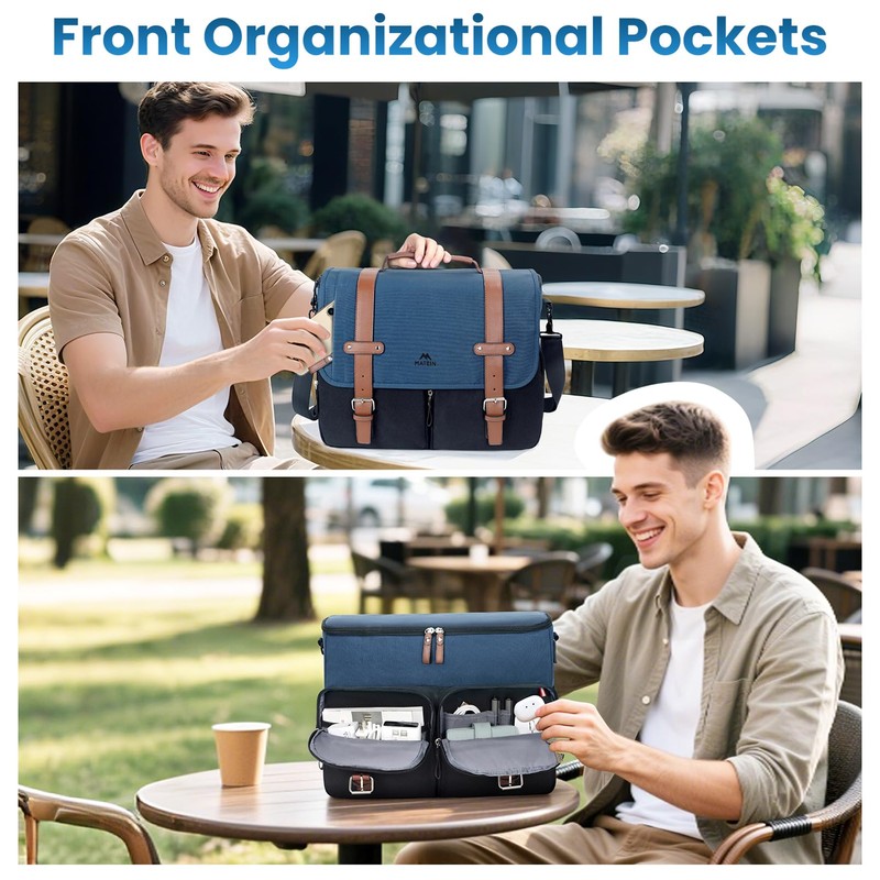 MATEIN Messenger Bag for School with USB Charging Port, Large